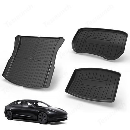 2024 Model 3 Highland All-Weather Floor Mats Full Set Trunk Mat Cargo Mat Frunk Cargo Liner for Tesla
