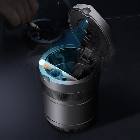Vehicle Ashtray with Smell-proof Lid and LED Light for Tesla Model 3/Y/X/S