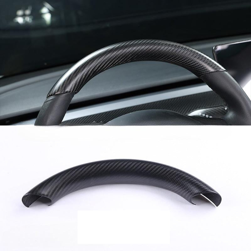 [Real Carbon Fiber] Steering Wheel Upper/Lower Cover For Tesla Model 3/Y Accessories (2017-2023) Real Matte Carbon Fiber Upper (1 PCS)
