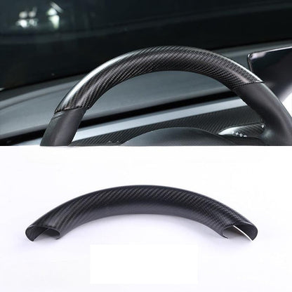 [Real Carbon Fiber] Steering Wheel Upper/Lower Cover For Tesla Model 3/Y Accessories (2017-2023) Real Matte Carbon Fiber Upper (1 PCS)