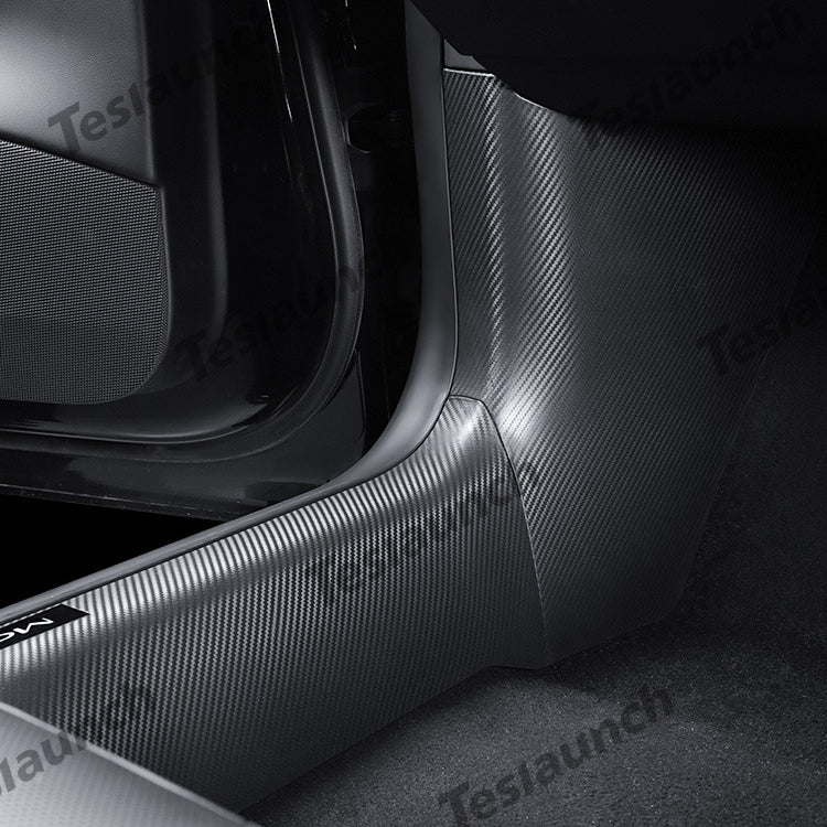 Door Sill Protector Cover for 2024 Tesla Model 3 Highland Carbon Fiber Color A-pillar Door Sill Corners