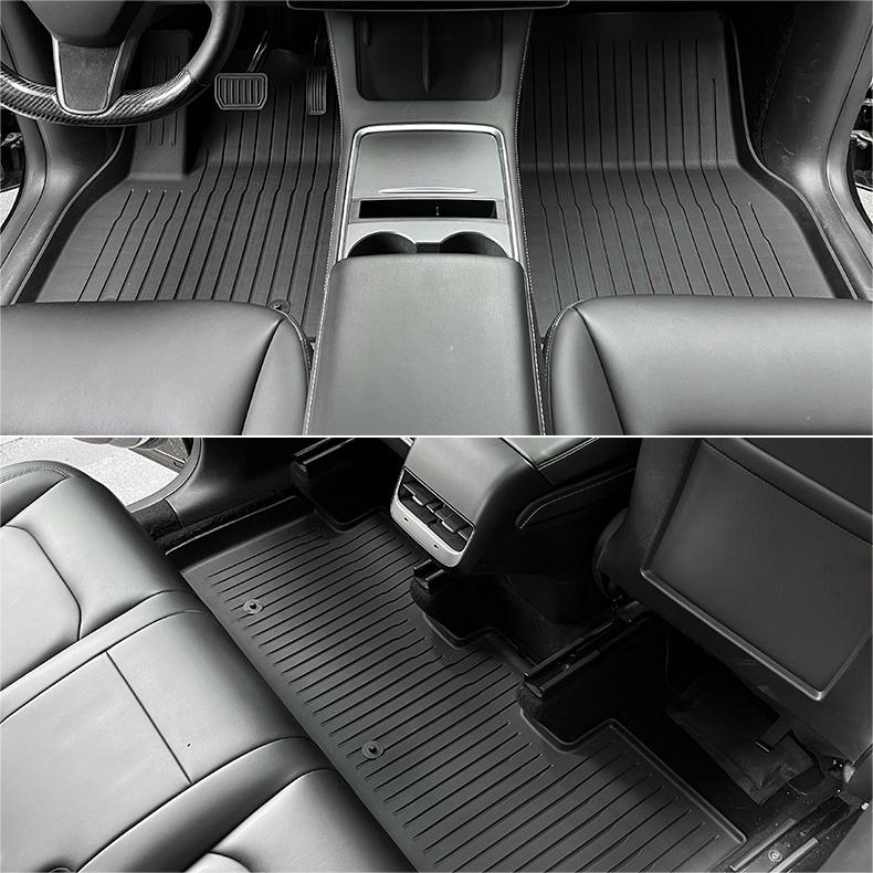 Model 3 Floor Mats All Weather Double Layer Flocking TPE For Tesla(2017-2023)