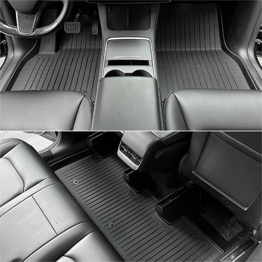 Model 3 Floor Mats All Weather Double Layer Flocking TPE For Tesla(2017-2023)
