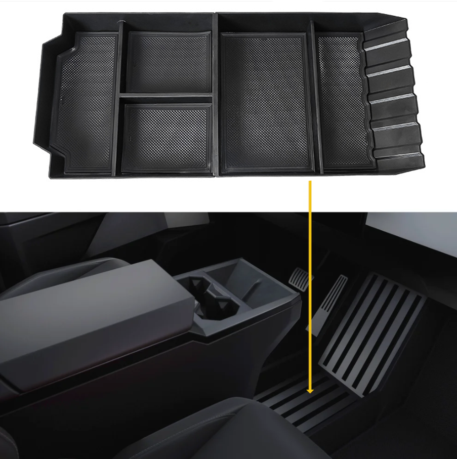 Spliced Lower Center Console Tray Floor Storage Organizer for Cybertruck