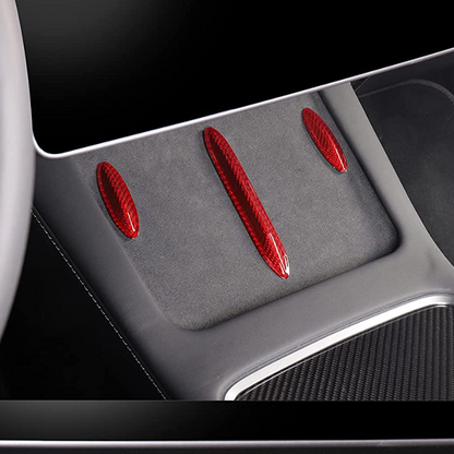 Model 3/Y Carbon Fiber Wireless Charging Center Console Decorative Cover for Tesla(2021-2023) Red Carbon Fiber