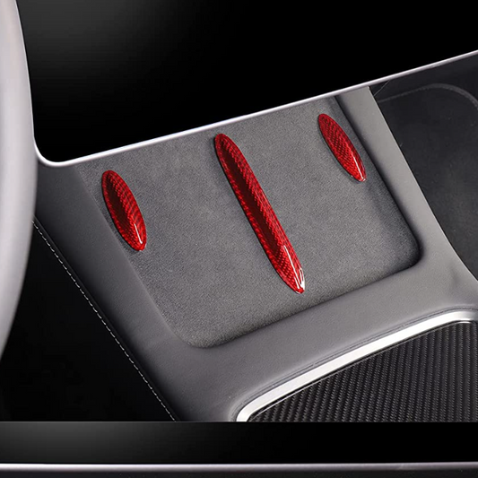 Model 3/Y Carbon Fiber Wireless Charging Center Console Decorative Cover for Tesla(2021-2023) Red Carbon Fiber