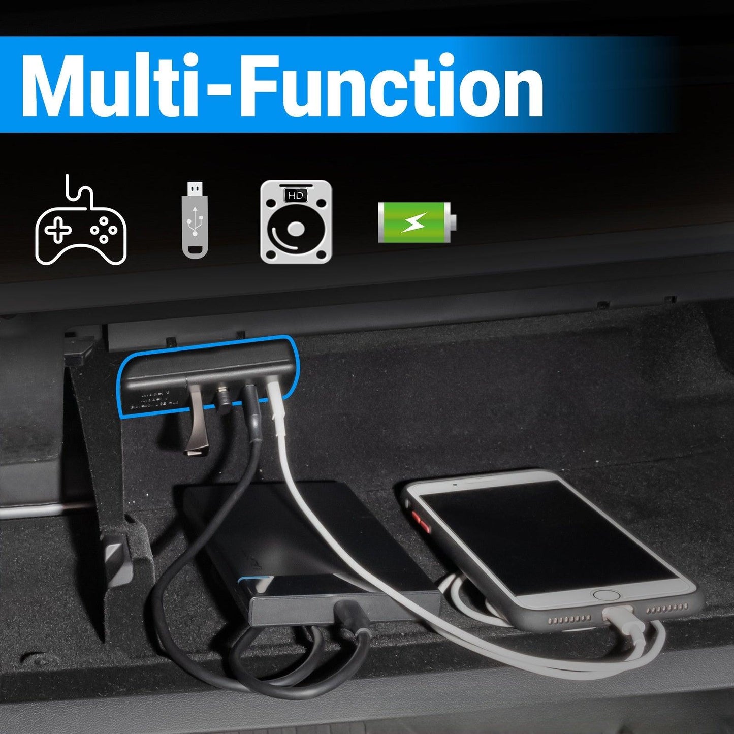 Model 3/Y Glove Box USB Extender Charging Adapter Hub Branch Docking Station for Tesla(2021-2023)