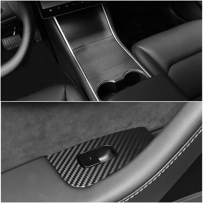 Carbon Fiber Interior Wrap Kit Sticker for Tesla Model 3
