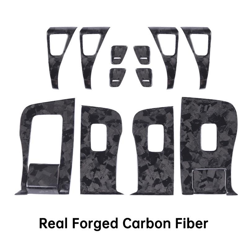 [Real Carbon Fiber] Model 3/Y Door Window Switch Cover, Door Switch Wrap Overlay (12 Pcs)