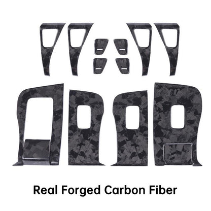 [Real Carbon Fiber] Model 3/Y Door Window Switch Cover, Door Switch Wrap Overlay (12 Pcs)