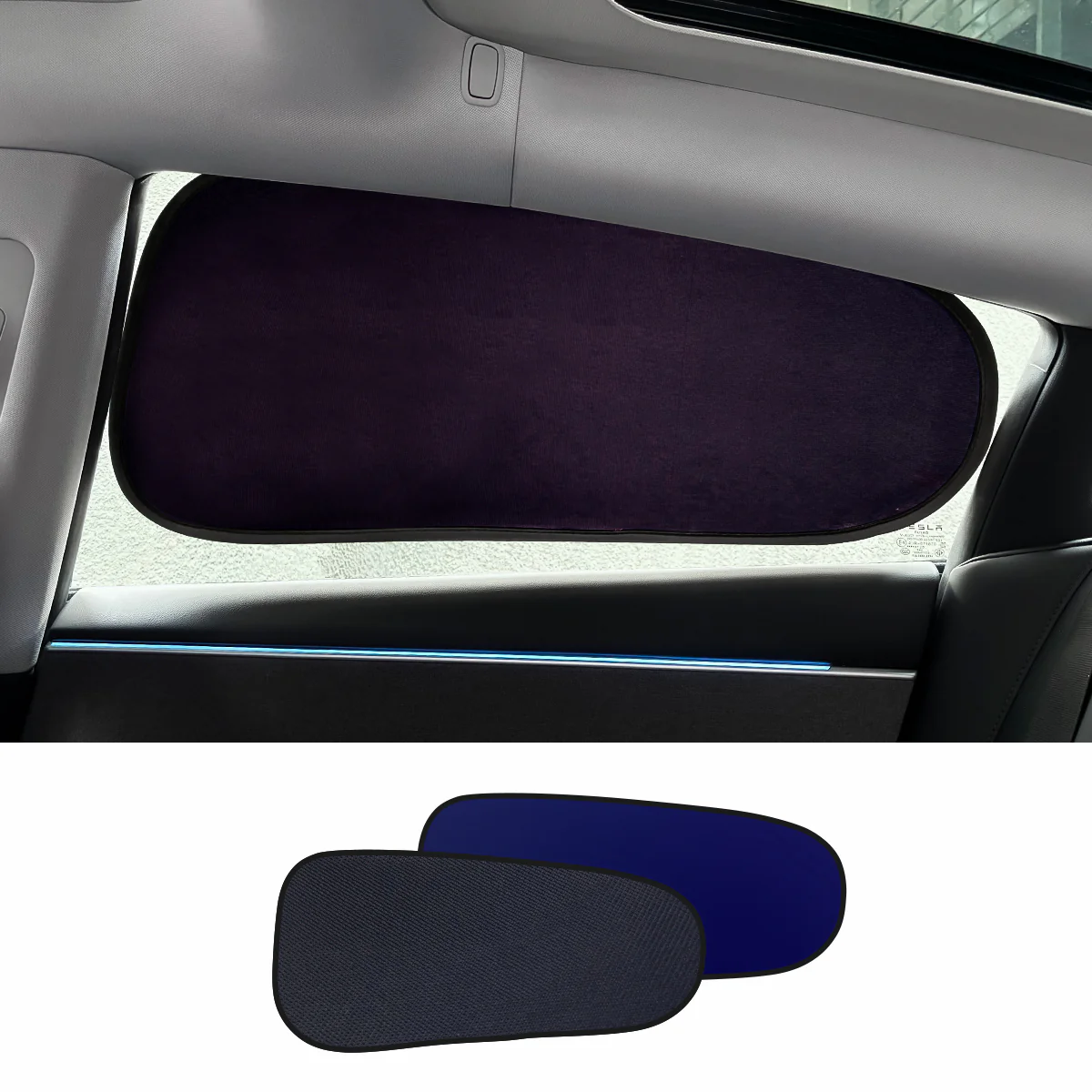 Static Cling Mesh Insulated Side Window Sunshade For Tesla Model 3/Y Model 3 Rear Window (2 PCS)