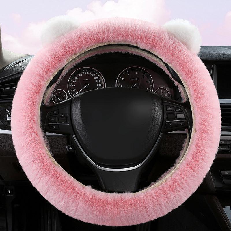 Bear-Shaped Steering Wheel Protector for Tesla Model 3/Y/S/X Pink