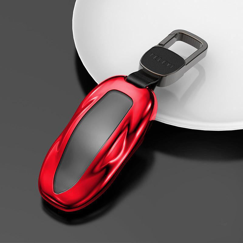Alloy Steel Key Fob Case Holder For Tesla Model S/X/3/Y Model S 3 Y Red