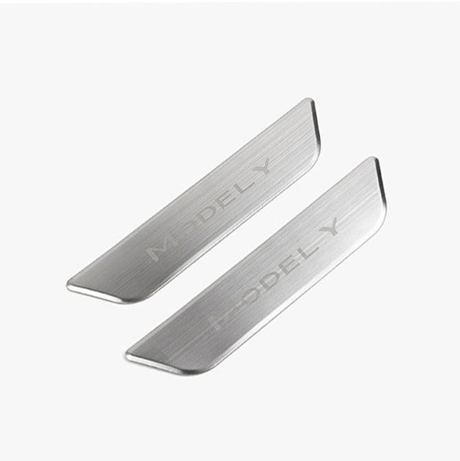 Tesla Model Y Door Sill Covers Vinyl Wrap Protector (2020-2023) Rear Only (1 Pair) Silver