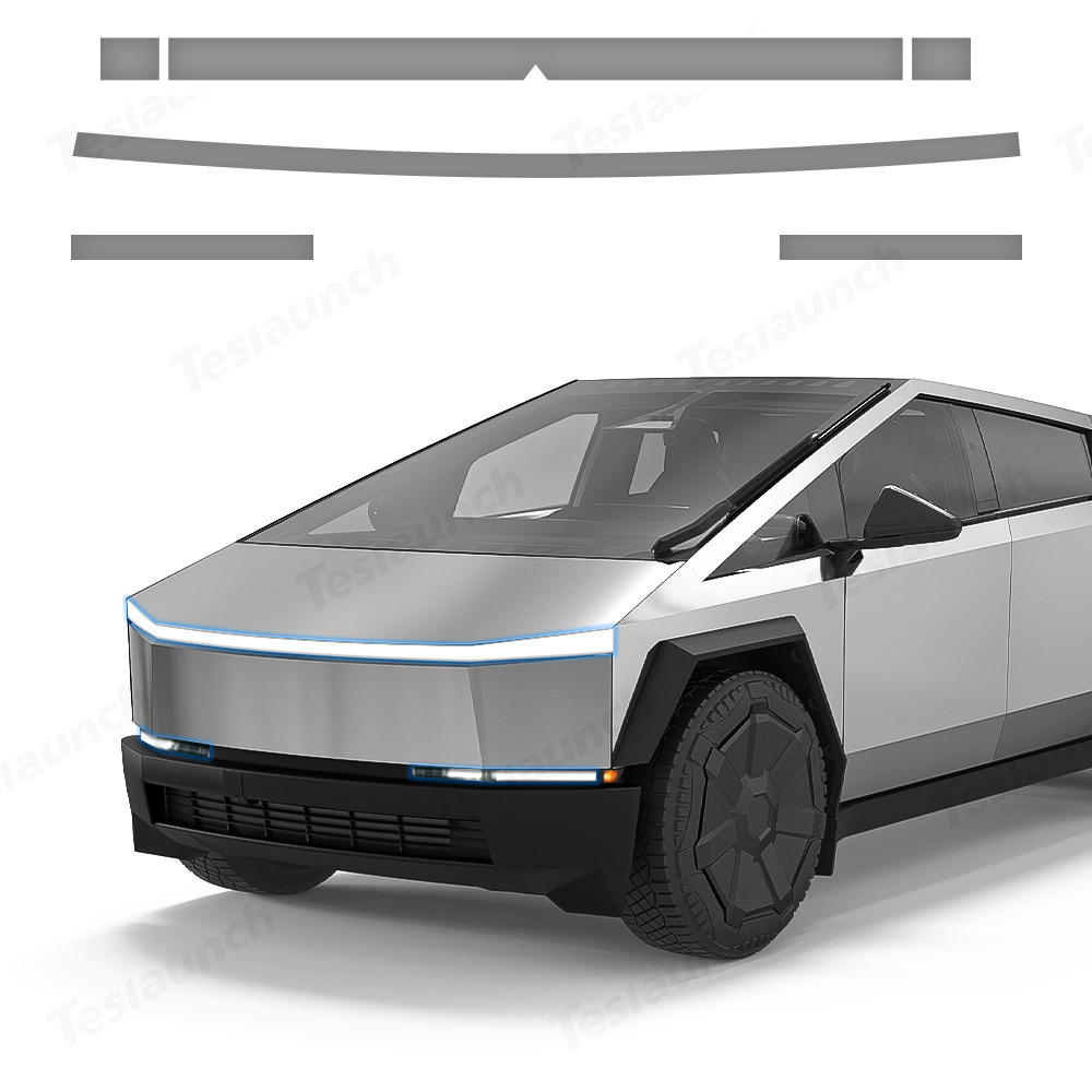 Front Light Bar & Taillight DIY Black Vinyl Wrap Kit for Tesla Cybertruck Front Light Bar+Taillight