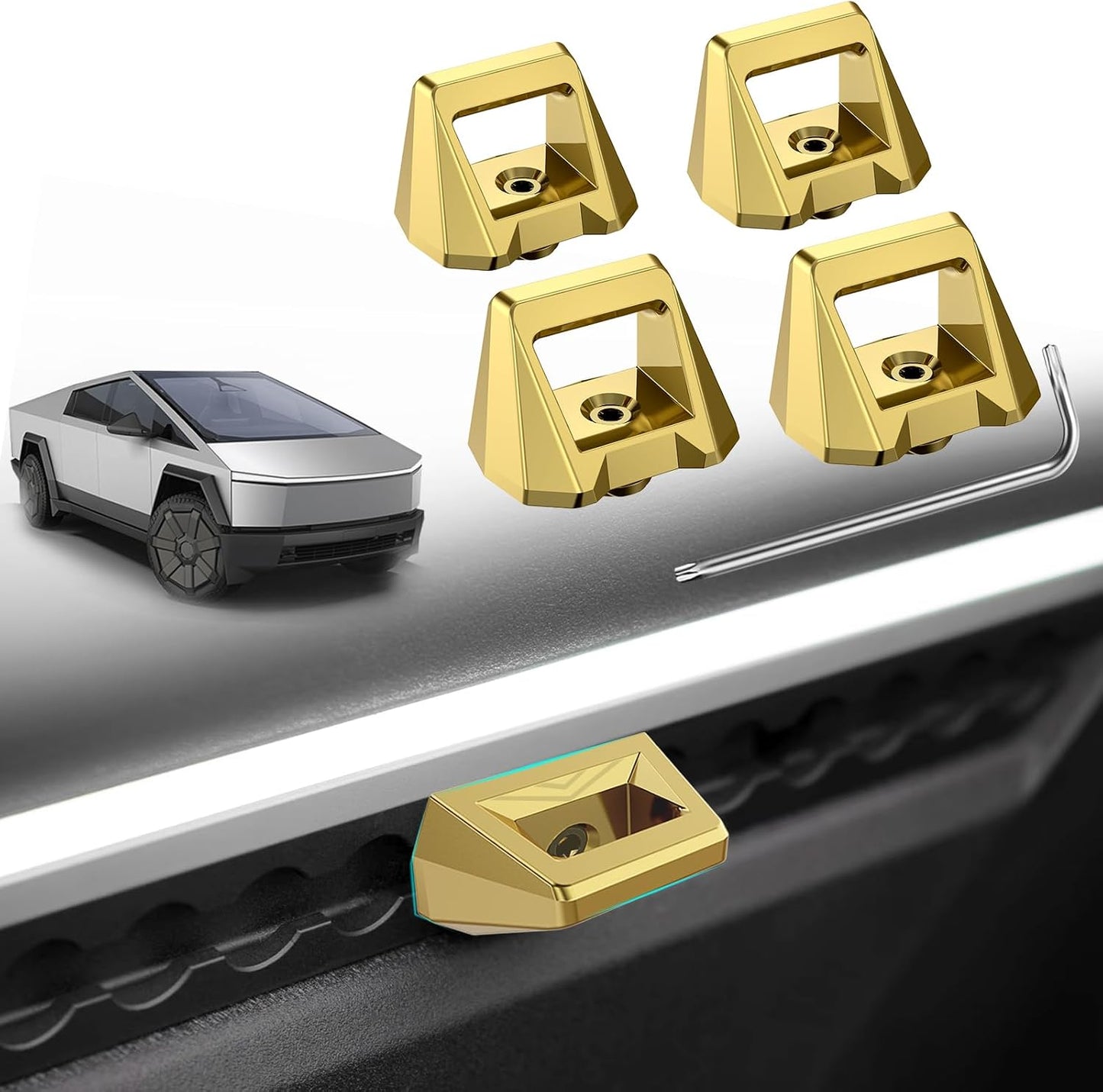 Gold Silver Black Truck Bed Rail Track Hooks For Tesla Cybertruck