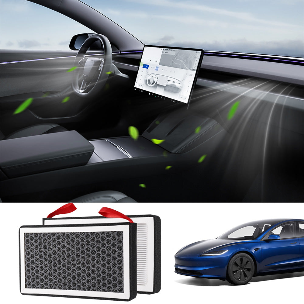 Cabin Air Filter & HEPA Filter with Activated Carbon for Tesla Model 3 Internal Filter - Behind the Glove Box HEPA Filter-1107681-00-A (2 Pcs)