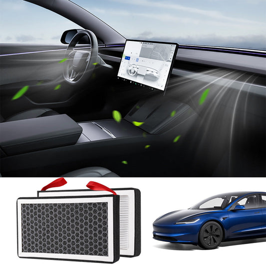 Cabin Air Filter & HEPA Filter with Activated Carbon for Tesla Model 3 Internal Filter - Behind the Glove Box HEPA Filter-1107681-00-A (2 Pcs)