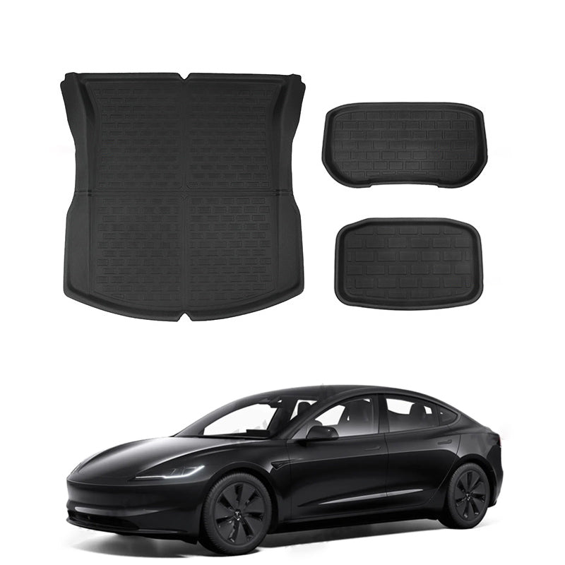 All Weather Floor Mats For Tesla 2024 Model 3 Highland Frunk + Trunk Upper&Lower Mat (3 PCS)