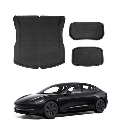 All Weather Floor Mats For Tesla 2024 Model 3 Highland Frunk + Trunk Upper&Lower Mat (3 PCS)