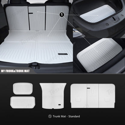 White TPE All Weather Floor Mat for Tesla Model 3/Y 2021-2024 Model Y Frunk & Trunk Mat (4 pcs) Left-hand Drive