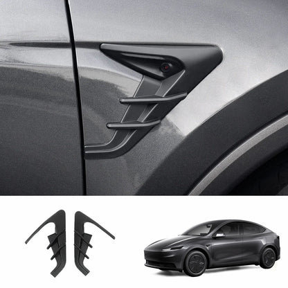 ABS Turn Signal & Camera Covers with Air Blades for 2026 New Tesla Model Y Standard Matte Black