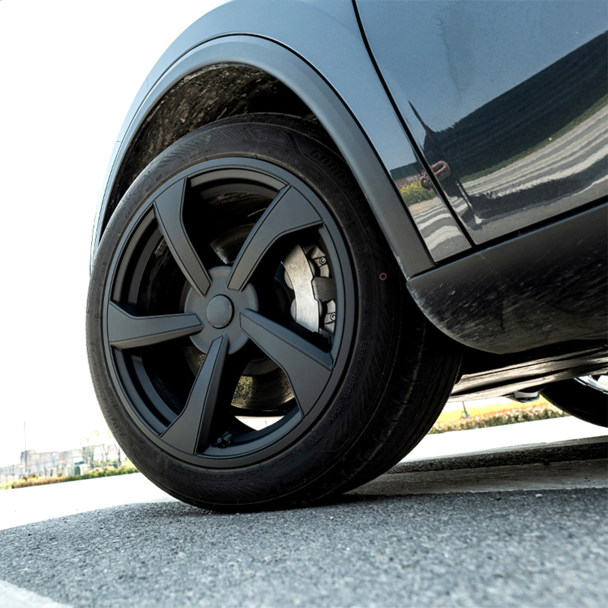 19''Crossflow Wheels Cover Hubcaps for Tesla Model Y Juniper 2025+（4 PCS） Matte Black