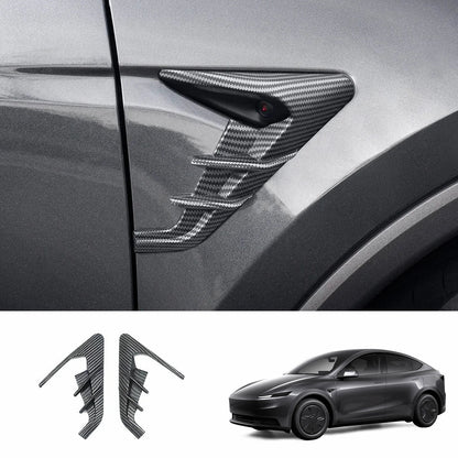 ABS Turn Signal & Camera Covers with Air Blades for 2026 New Tesla Model Y Standard Matte Carbon Style