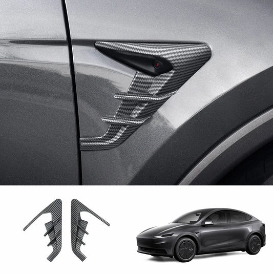 ABS Turn Signal & Camera Covers with Air Blades for 2026 New Tesla Model Y Standard Matte Carbon Style