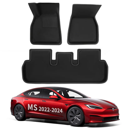 All Weather XPE Interior Floor Mats Cargo Liners Set for Tesla 2022-2024 Model S Floor Mat (3 PCS) Left-Hand Drive