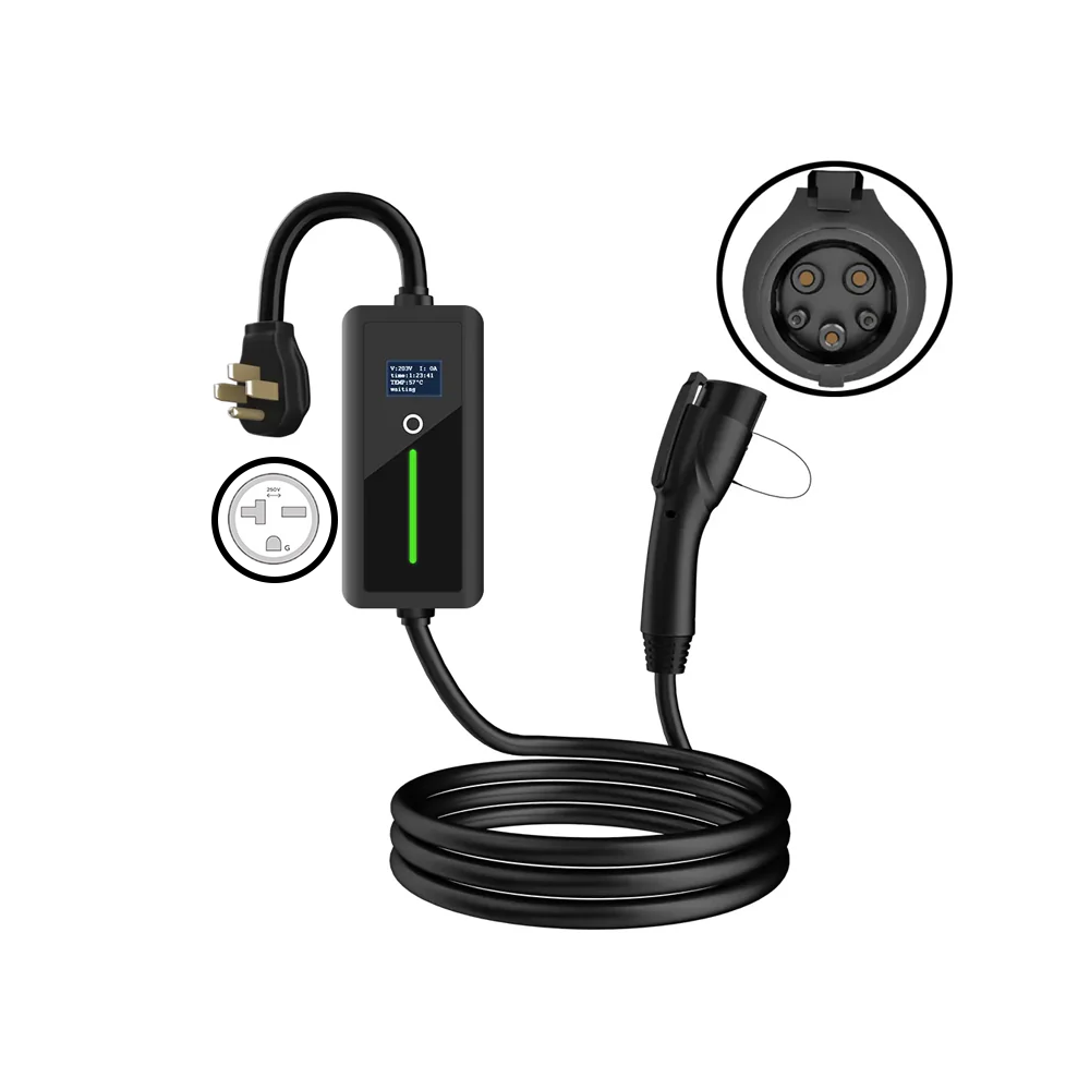 Level 2 J1772/NACS EV Charger for Home Portable EV Charger with Screen Display Adjustable Current NEMA 6-20 J1772(Type 1)