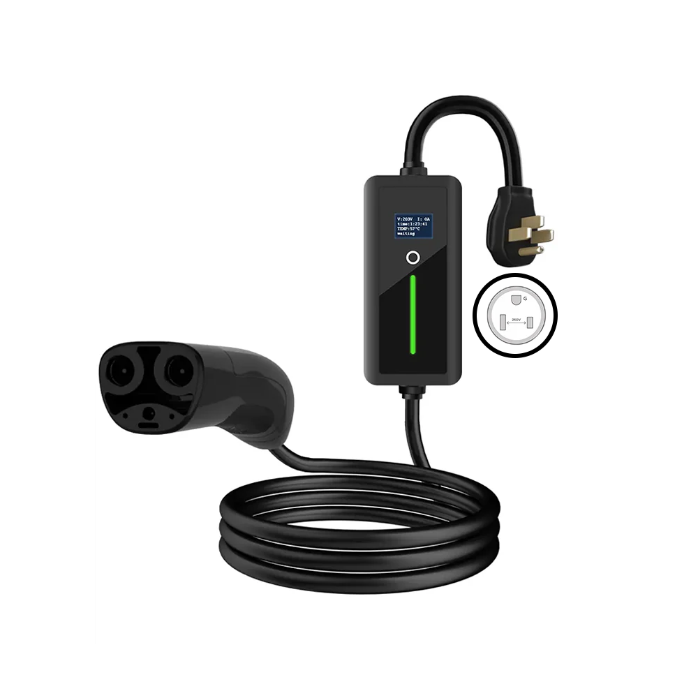 Level 2 J1772/NACS EV Charger for Home Portable EV Charger with Screen Display Adjustable Current NEMA 6-50 NACS