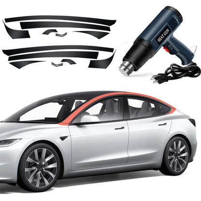 Pillar Delete for Tesla Model 3/Y- Glossy Black 2024+ Model 3 Highland Vinyl Wrap & Heat Gun Kit US Plug