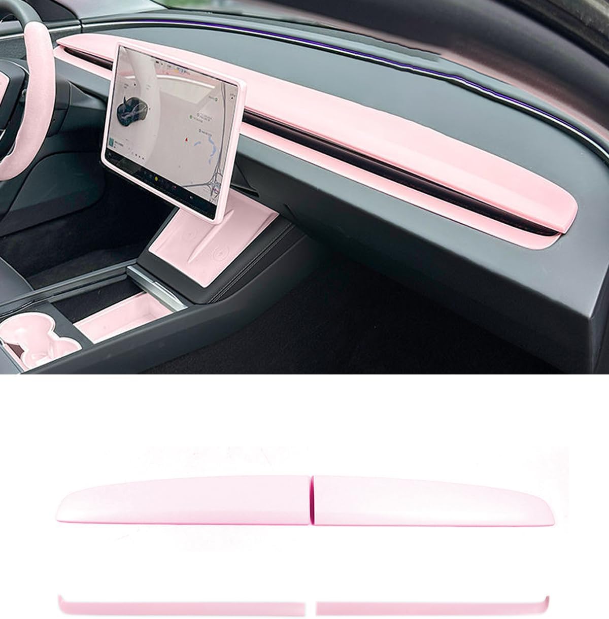 ABS Dashboard Trim Cover For Tesla Model 3 Highland Y Juniper Pink