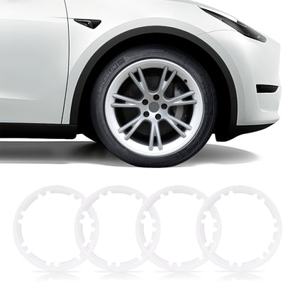 All-in-one Rim Protector for Tesla Model Y 19-inch Gemini Wheel （Cannot be used with the original wheel cover） White Standard Set (4pcs) With Cap Kit