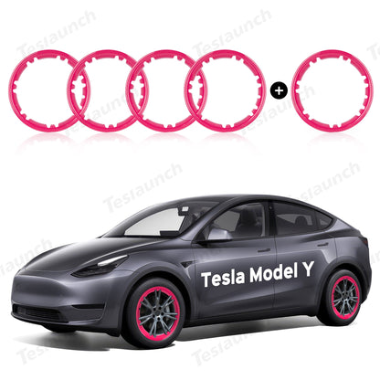 All-in-one Rim Protector for Tesla Model Y 19-inch Gemini Wheel （Cannot be used with the original wheel cover） Rose Red Special Offer - 1pc more rim protetor With Cap Kit
