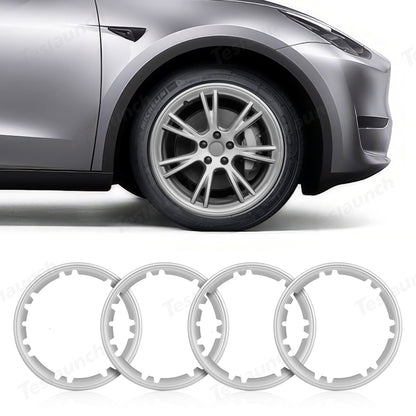 All-in-one Rim Protector for Tesla Model Y 19-inch Gemini Wheel （Cannot be used with the original wheel cover） Silver Standard Set (4pcs) With Cap Kit