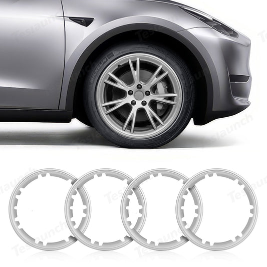 All-in-one Rim Protector for Tesla Model Y 19-inch Gemini Wheel （Cannot be used with the original wheel cover） Silver Standard Set (4pcs) With Cap Kit