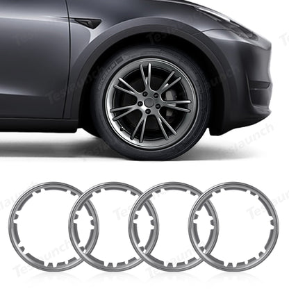 All-in-one Rim Protector for Tesla Model Y 19-inch Gemini Wheel （Cannot be used with the original wheel cover） Carbon Grey Standard Set (4pcs) With Cap Kit
