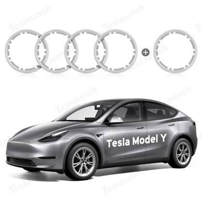 All-in-one Rim Protector for Tesla Model Y 19-inch Gemini Wheel （Cannot be used with the original wheel cover） Silver Special Offer - 1pc more rim protetor With Cap Kit