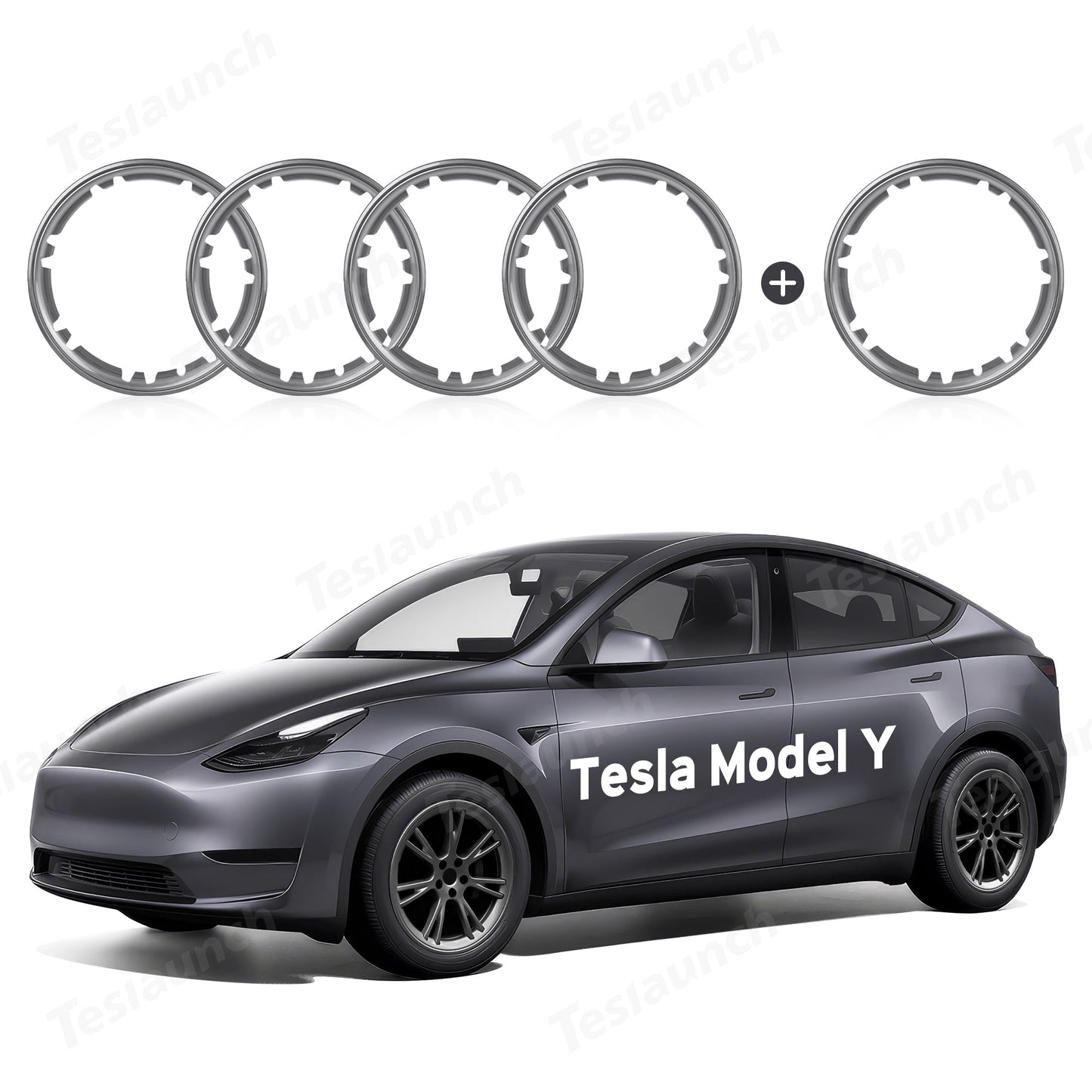 All-in-one Rim Protector for Tesla Model Y 19-inch Gemini Wheel （Cannot be used with the original wheel cover） Carbon Grey Special Offer - 1pc more rim protetor With Cap Kit