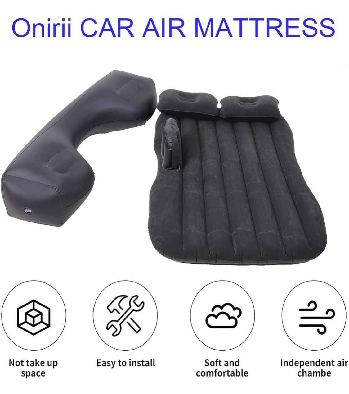 Inflatable Car Air Mattress Back Seat Bed with Pump for Camping