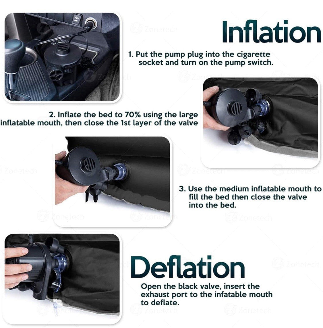 Inflatable Car Air Mattress Back Seat Bed with Pump for Camping