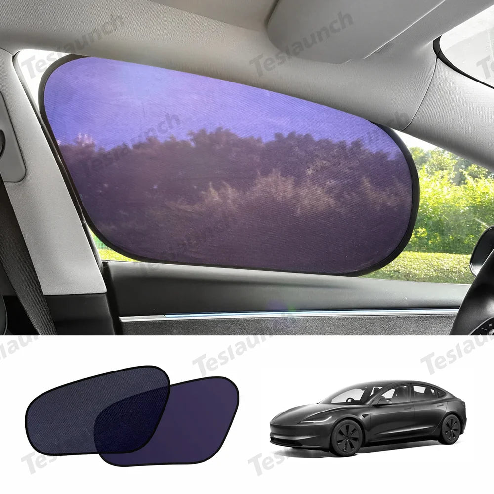 Static Cling Mesh Insulated Side Window Sunshade For Tesla Model 3 Front Window (2 PCS)