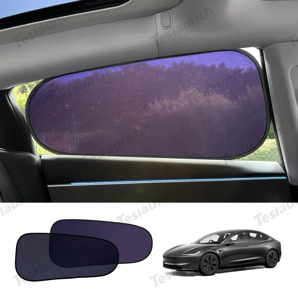 Static Cling Mesh Insulated Side Window Sunshade For Tesla Model 3 Rear Window (2 PCS)