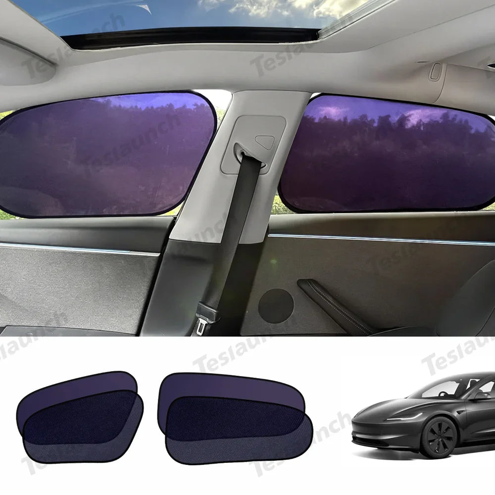 Static Cling Mesh Insulated Side Window Sunshade For Tesla Model 3 Front Window + Rear Window (4 PCS)