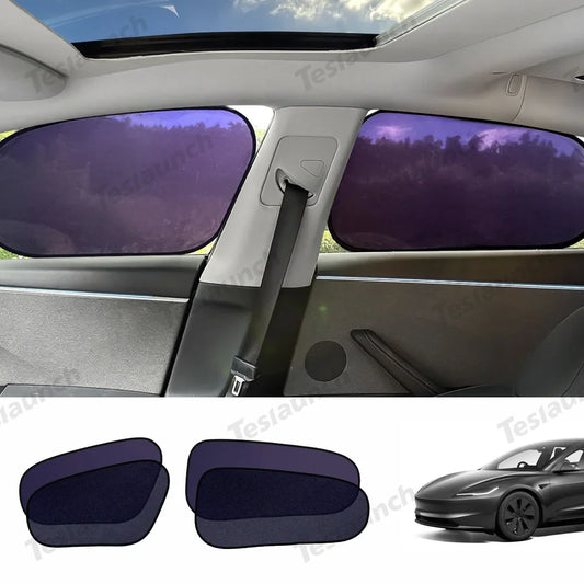 Static Cling Mesh Insulated Side Window Sunshade For Tesla Model 3 Front Window + Rear Window (4 PCS)