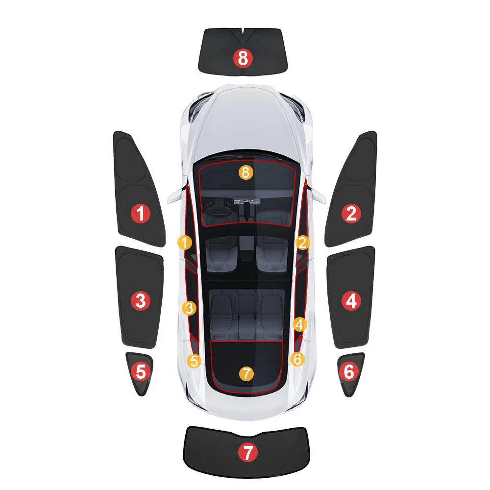 2017-2025 Model 3 Sun Visor for Tesla- Privacy and Thermal Insulated Sunshades Curtains