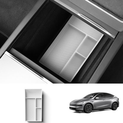 Silicone Center Console & Armrest Lower Storage Tray for Tesla Model Y Juniper 2025+ Center Storage Tray Only White