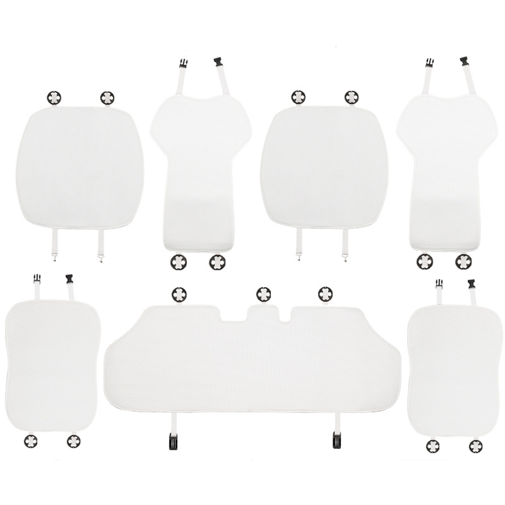 Ice Silk Breathable Cooling Car Seat Cushion for Tesla Model 3/Y Model 3 (2017-2023) Full Set (7 Pcs) White